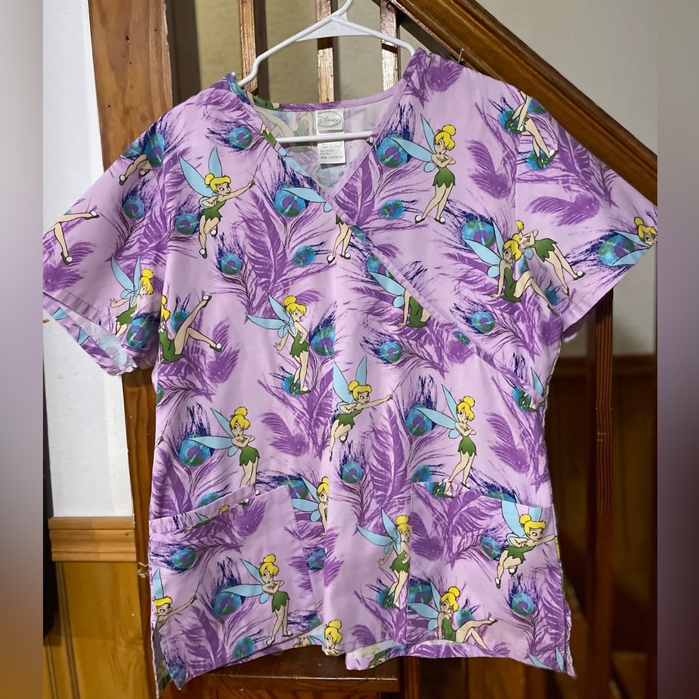 Purple Disney Tinkerbell Scrub Top, Women’s M